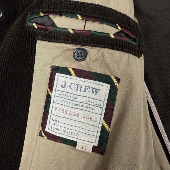J Crew Blazer Mens XL Chocolate Brown Vintage Cord Sport Coat Elbow Patch - Picture 7 of 16